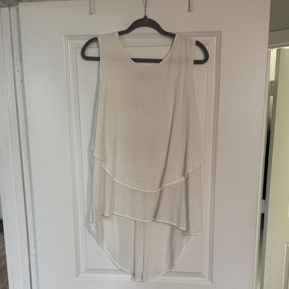 Patrizia Luca Cream Layered Sleeveless Blouse